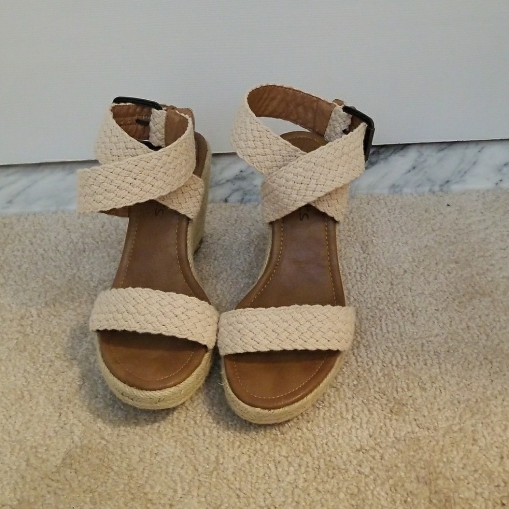 Never been worn Coconut ankle wrap wedges
